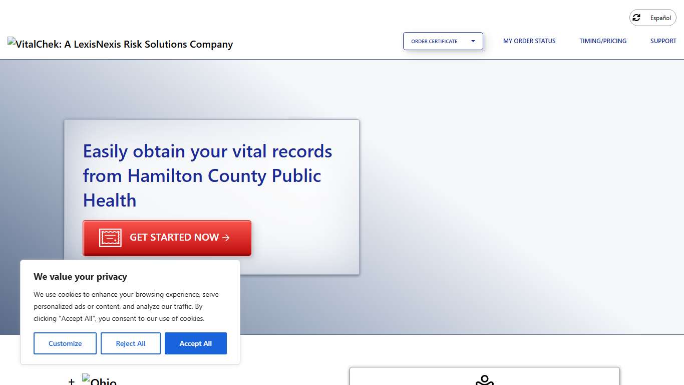 Hamilton County Public Health (OH) Order Certificates - VitalChek